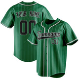 Custom Kelly Green & Black White Pinstripe Fan Baseball Jersey