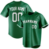 Custom Kelly Green & White Color Fan Baseball Jersey