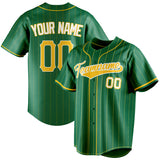 Custom Kelly Green & Gold Gold Pinstripe Fan Baseball Jersey BB01240530WX234