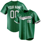 Custom Kelly Green & White White Pinstripe Fan Baseball Jersey