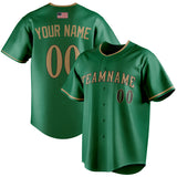 Custom Kelly Green & Old Gold Color Fan Baseball Jersey