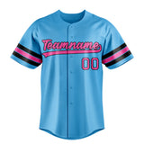 Custom Sky Blue & Pink Color Fan Baseball Jersey BB01240530WX302