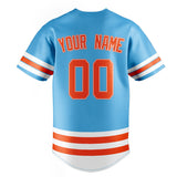 Custom Sky Blue & Orange Double Stripe Fan Baseball Jersey BB01240530WX303