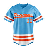 Custom Sky Blue & Orange Double Stripe Fan Baseball Jersey BB01240530WX303