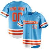 Custom Sky Blue & Orange Double Stripe Fan Baseball Jersey BB01240530WX303