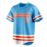 Custom Sky Blue & Orange Double Stripe Fan Baseball Jersey BB01240530WX303