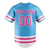 Custom Sky Blue & Pink Double Stripe Fan Baseball Jersey BB01240530WX304