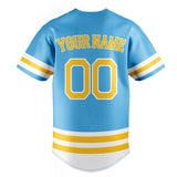 Custom Sky Blue & Yellow Double Stripe Fan Baseball Jersey BB01240530WX305