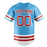 Custom Sky Blue & Red Double Stripe Fan Baseball Jersey BB01240530WX306