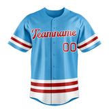 Custom Sky Blue & Red Double Stripe Fan Baseball Jersey BB01240530WX306