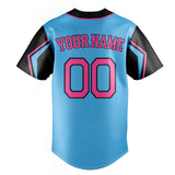 Custom Sky Blue & Black 3 Colors Arm Shapes Fan Baseball Jersey BB01240530WX307