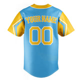 Custom Sky Blue & Yellow 3 Colors Arm Shapes Fan Baseball Jersey BB01240530WX309