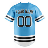 Custom Sky Blue & Black Double Stripe Fan Baseball Jersey BB01240530WX310