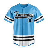 Custom Sky Blue & Black Double Stripe Fan Baseball Jersey BB01240530WX310