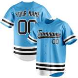 Custom Sky Blue & Black Double Stripe Fan Baseball Jersey BB01240530WX310