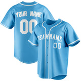 Custom Sky Blue & White Color Fan Baseball Jersey