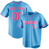 Custom Sky Blue & Pink Color Fan Baseball Jersey BB01240530WX314