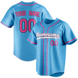 Custom Sky Blue & Pink Color Fan Baseball Jersey