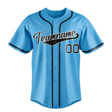 Custom Sky Blue & Black Color Fan Baseball Jersey BB01240530WX317