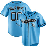 Custom Sky Blue & Black Color Fan Baseball Jersey