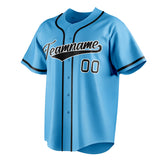 Custom Sky Blue & Black Color Fan Baseball Jersey BB01240530WX317