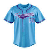 Custom Sky Blue & Purple Color Fan Baseball Jersey BB01240530WX318