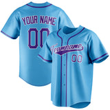 Custom Sky Blue & Purple Color Fan Baseball Jersey