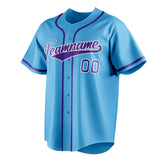 Custom Sky Blue & Purple Color Fan Baseball Jersey BB01240530WX318