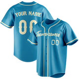 Custom Panther Blue & Cream Color Fan Baseball Jersey