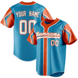 Custom Panther Blue & Orange 3 Colors Arm Shapes Fan Baseball Jersey