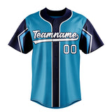 Custom Panther Blue & Navy 3 Colors Arm Shapes Fan Baseball Jersey BB01240530WX368