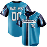 Custom Panther Blue & Navy 3 Colors Arm Shapes Fan Baseball Jersey BB01240530WX368