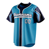 Custom Panther Blue & Navy 3 Colors Arm Shapes Fan Baseball Jersey BB01240530WX368