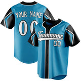 Custom Panther Blue & Black 3 Colors Arm Shapes Fan Baseball Jersey