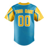 Custom Panther Blue & Yellow 3 Colors Arm Shapes Fan Baseball Jersey BB01240530WX372