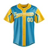 Custom Panther Blue & Yellow 3 Colors Arm Shapes Fan Baseball Jersey BB01240530WX372