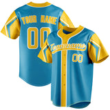 Custom Panther Blue & Yellow 3 Colors Arm Shapes Fan Baseball Jersey