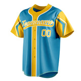 Custom Panther Blue & Yellow 3 Colors Arm Shapes Fan Baseball Jersey BB01240530WX372