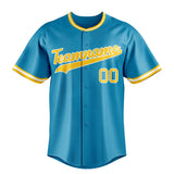 Custom Panther Blue & Yellow Color Fan Baseball Jersey BB01240530WX375