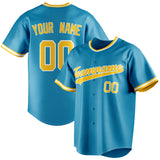 Custom Panther Blue & Yellow Color Fan Baseball Jersey