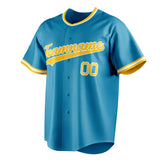 Custom Panther Blue & Yellow Color Fan Baseball Jersey BB01240530WX375