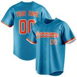 Custom Panther Blue & Orange Color Fan Baseball Jersey