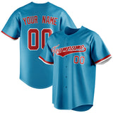 Custom Panther Blue & Red Color Fan Baseball Jersey BB01240530WX378