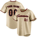 Custom Sand & Black Color Fan Baseball Jersey