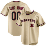 Custom Sand & Black Color Fan Baseball Jersey