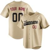 Custom Sand & Black Color Fan Baseball Jersey