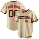 Custom Sand & Black Color Fan Baseball Jersey