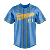 Custom Powder Blue & Yellow Cream Pinstripe Fan Baseball Jersey BB01240530WY261