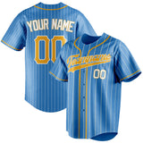 Custom Powder Blue & Yellow Cream Pinstripe Fan Baseball Jersey BB01240530WY261