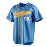 Custom Powder Blue & Yellow Cream Pinstripe Fan Baseball Jersey BB01240530WY261